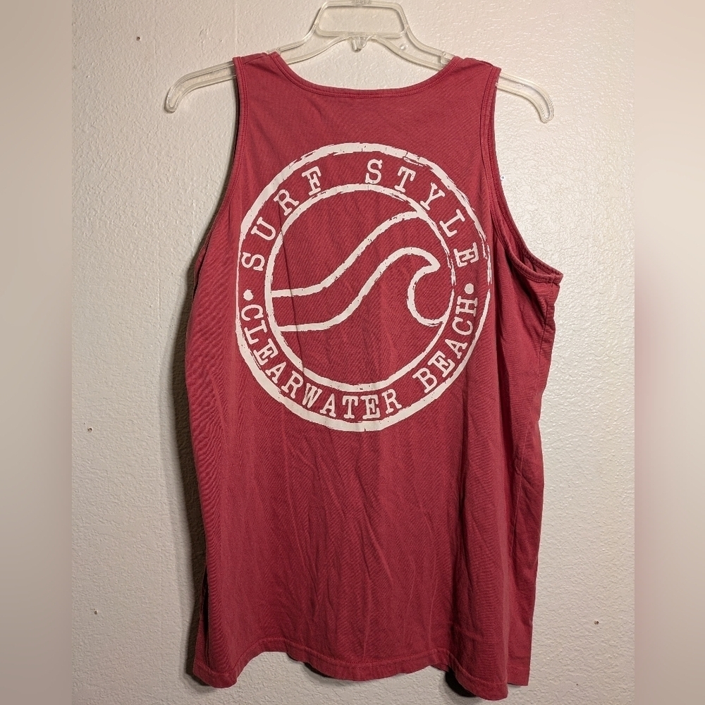 Surf Style Red Rash Guard with Wave Design Pre-owned Size Xl